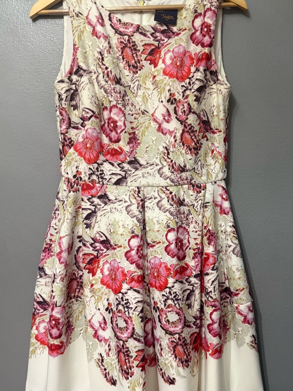 Taylor Cream Dress with Pink Floral Print